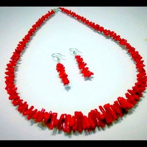 Genuine Coral necklace with earrings